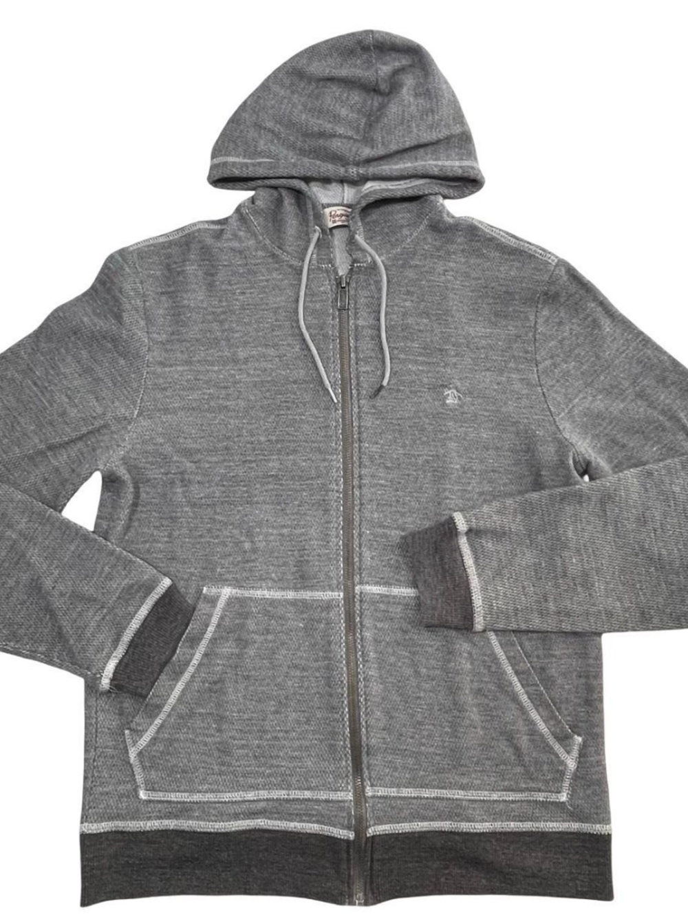 Penguin Men's Gray Full-Zip Hooded Sweater by Munsingwear